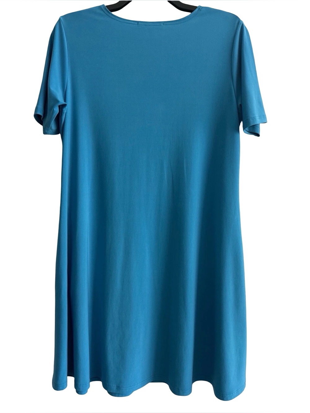 SYMPLI trapeze short sleeve dress in aqua